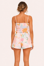 Conjunto mujer top elástico y short floral - Maja