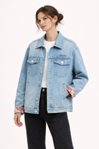 Chaqueta denim clásica botones frontales para mujer - Hildegard
