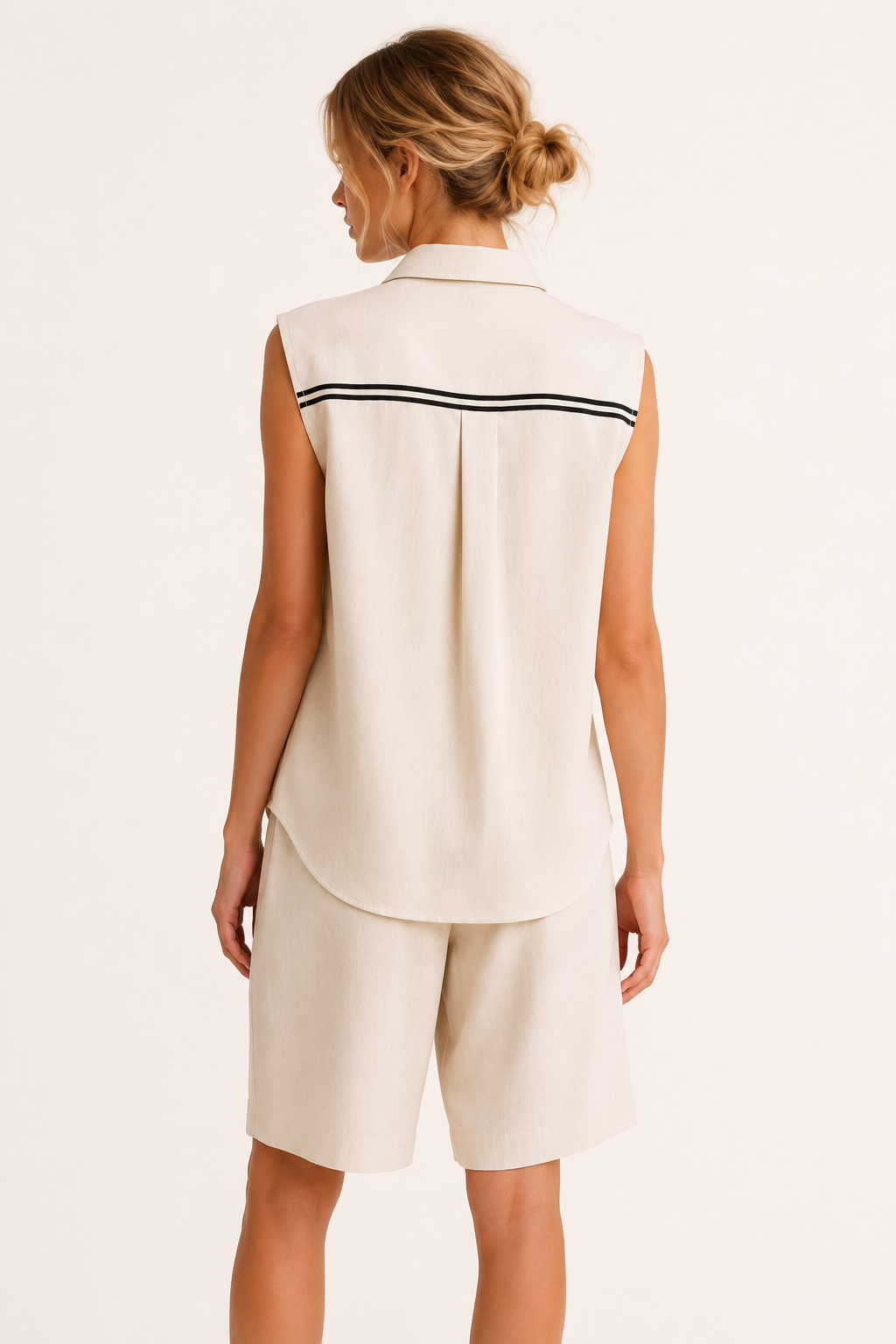 Conjunto mujer verano de dos piezas con blusa sin mangas y short largo - Serena