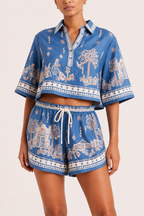 Conjunto mujer estampado boho blusa y shorts - Valeria