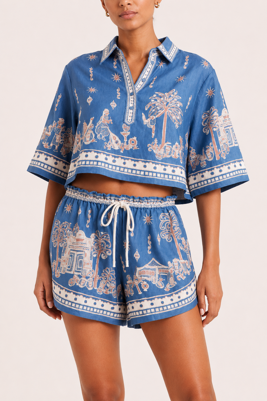Conjunto mujer estampado boho blusa y shorts - Valeria