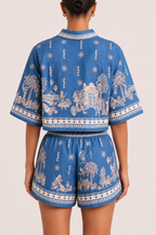 Conjunto mujer estampado boho blusa y shorts - Valeria
