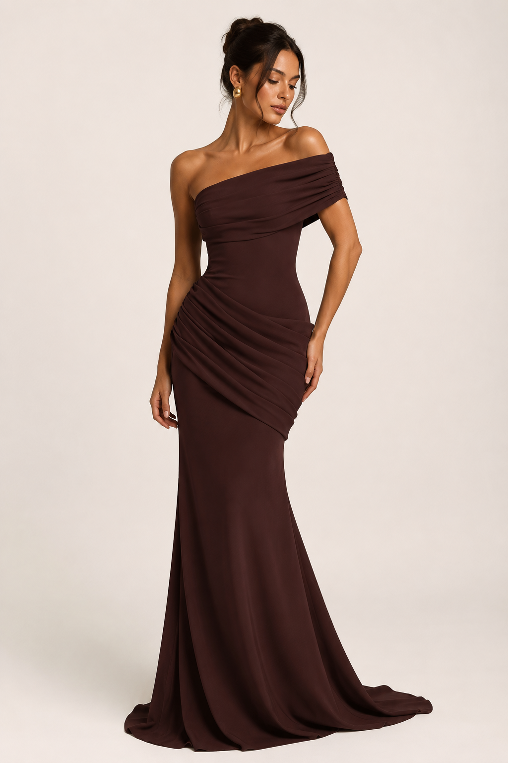 Vestido largo mujer hombros descubiertos ajuste elegante fiesta - Aurelia