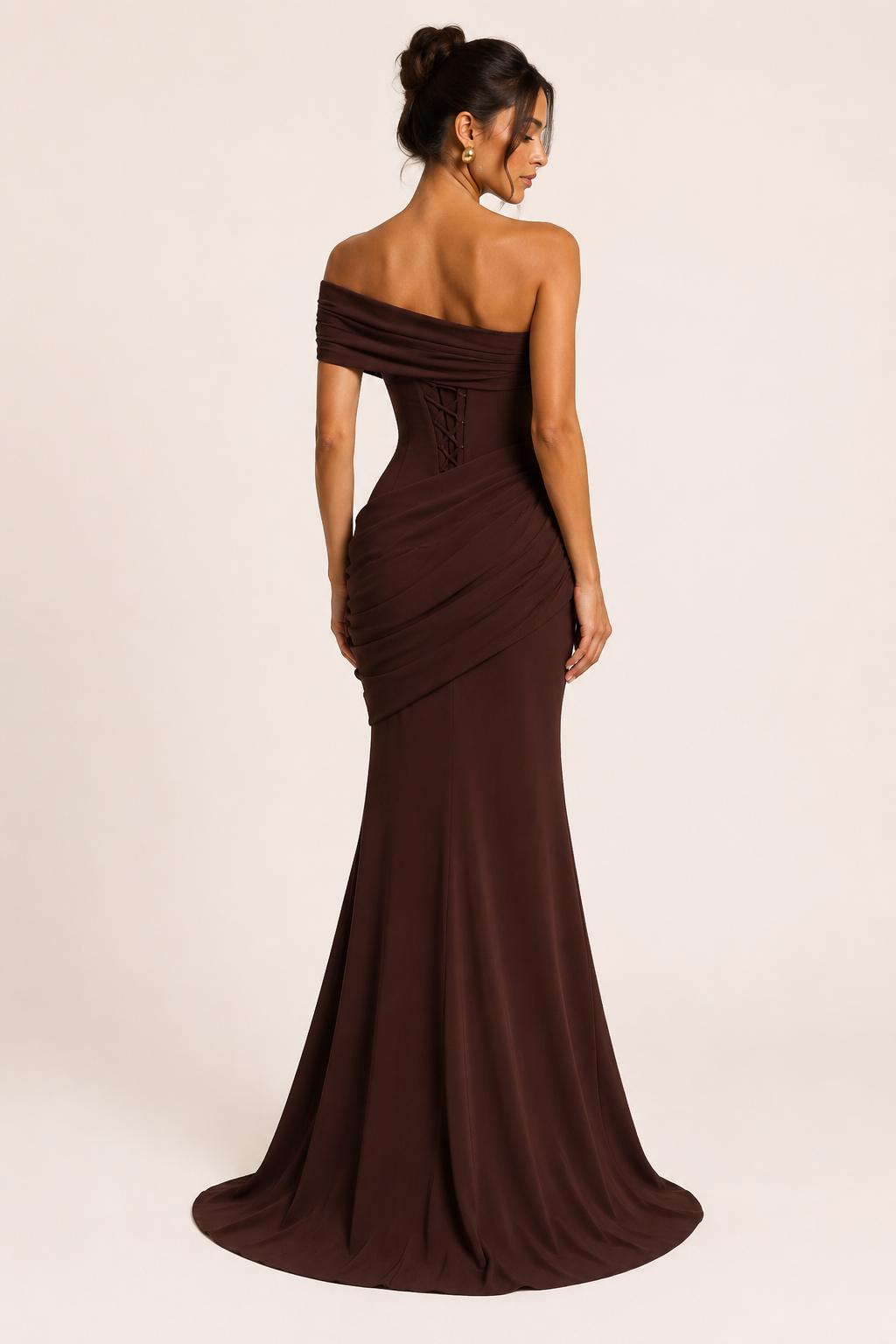 Vestido largo mujer hombros descubiertos ajuste elegante fiesta - Aurelia