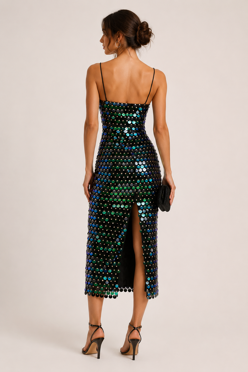 Vestido midi mujer cóctel elegante acabado brillante - Senta