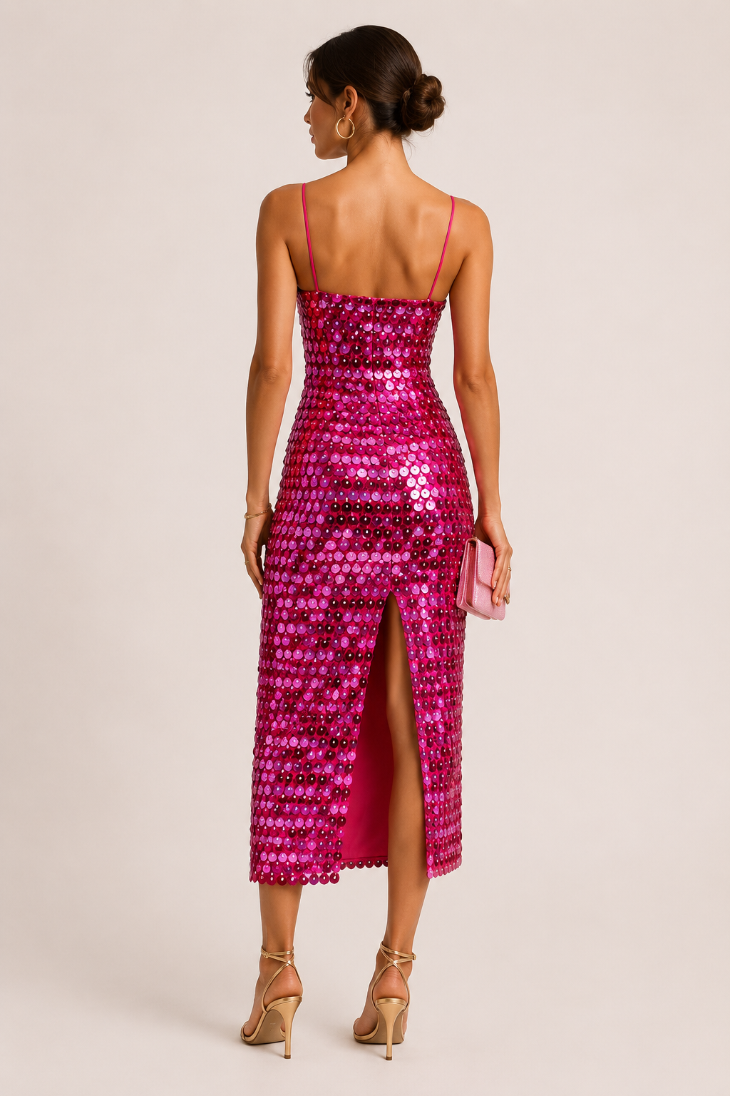 Vestido midi mujer cóctel elegante acabado brillante - Senta