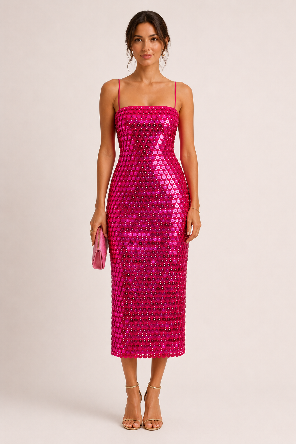 Vestido midi mujer cóctel elegante acabado brillante - Senta