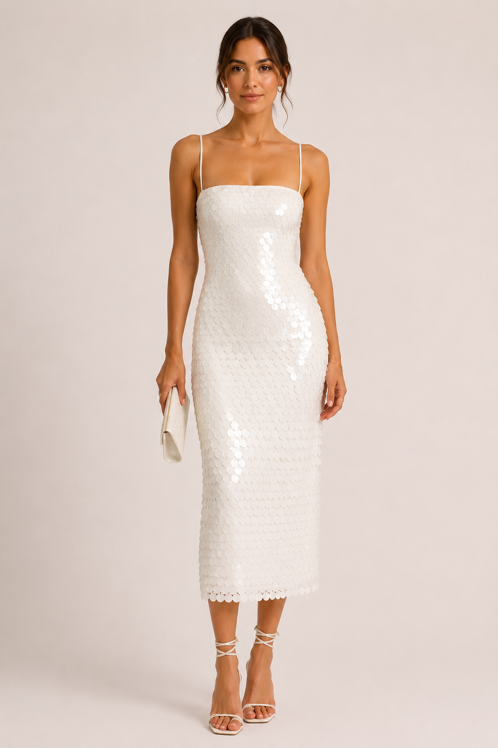 Vestido midi mujer cóctel elegante acabado brillante - Senta