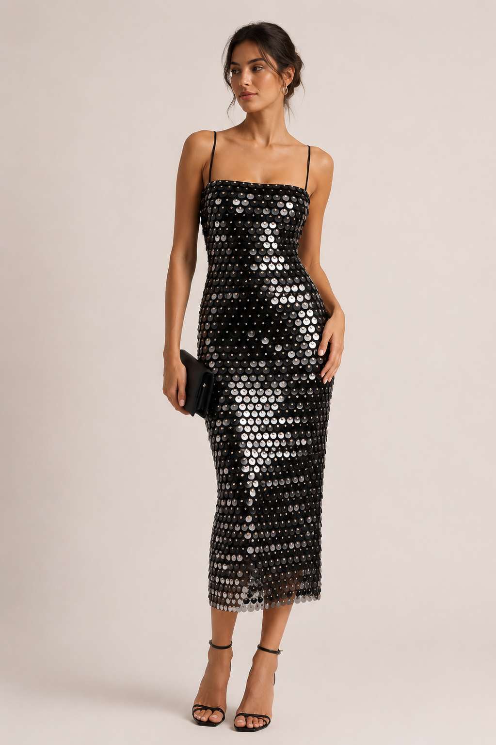Vestido midi mujer cóctel elegante acabado brillante - Senta