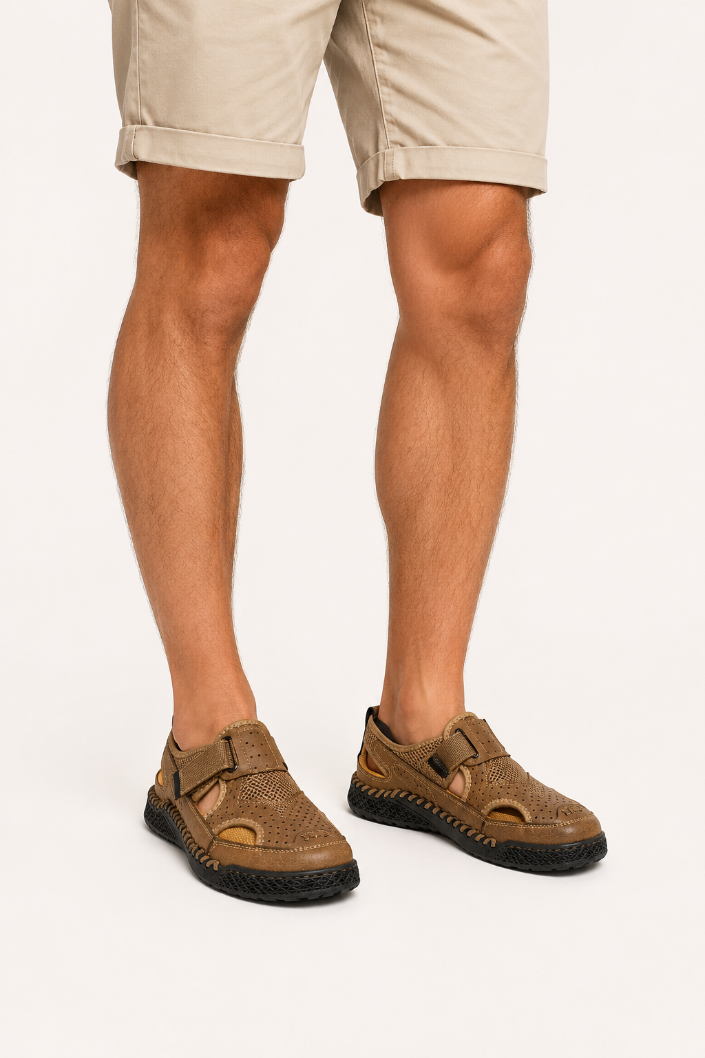 Sandalias cerradas hombre perforadas con velcro - Lorenz
