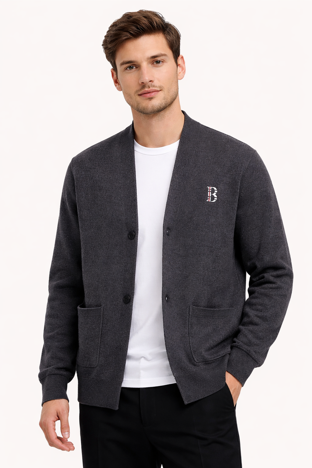 Cárdigan para hombre de corte recto con cuello abierto - Einar