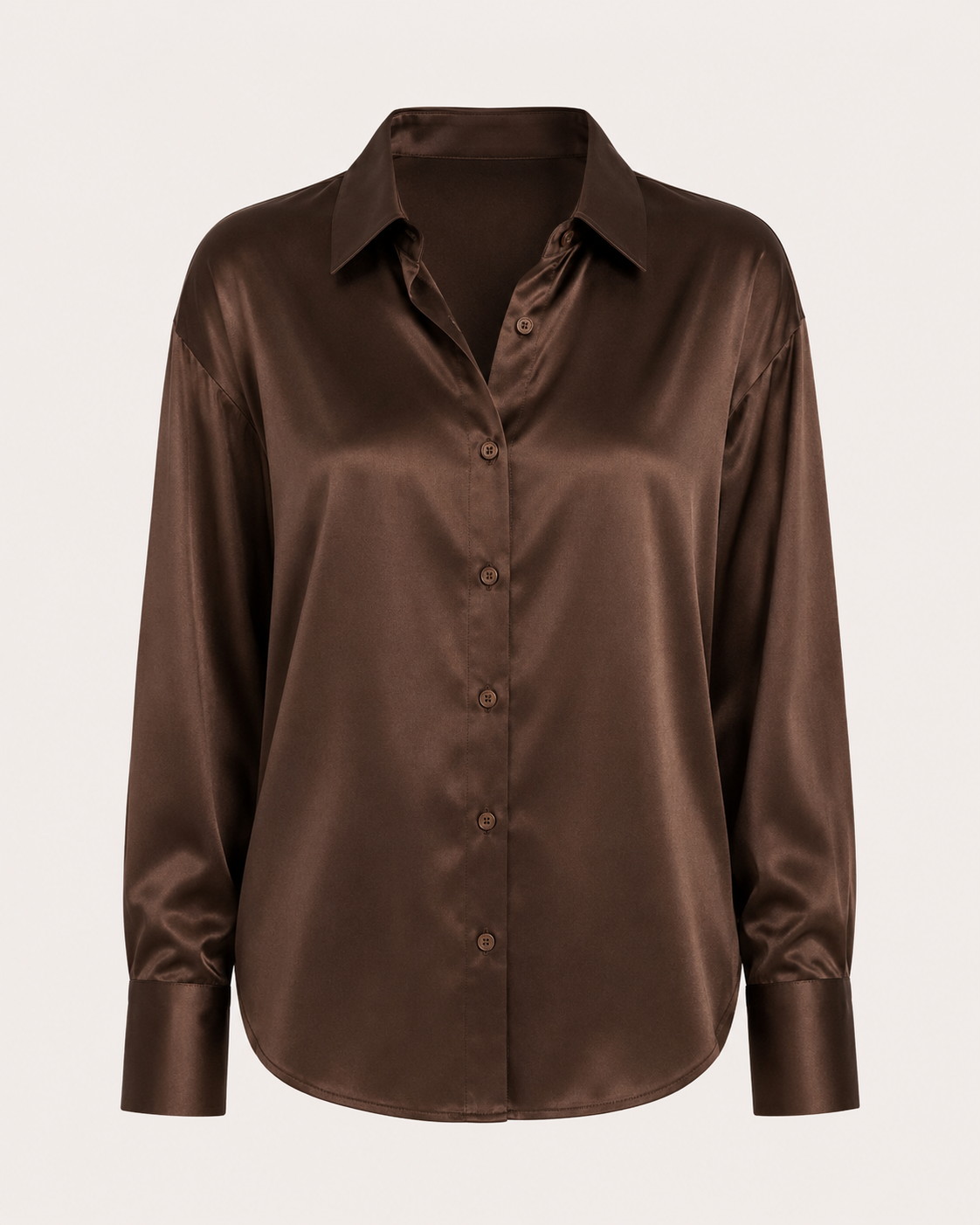 Blusa mujer satinada manga larga con botonadura frontal - Hannelore