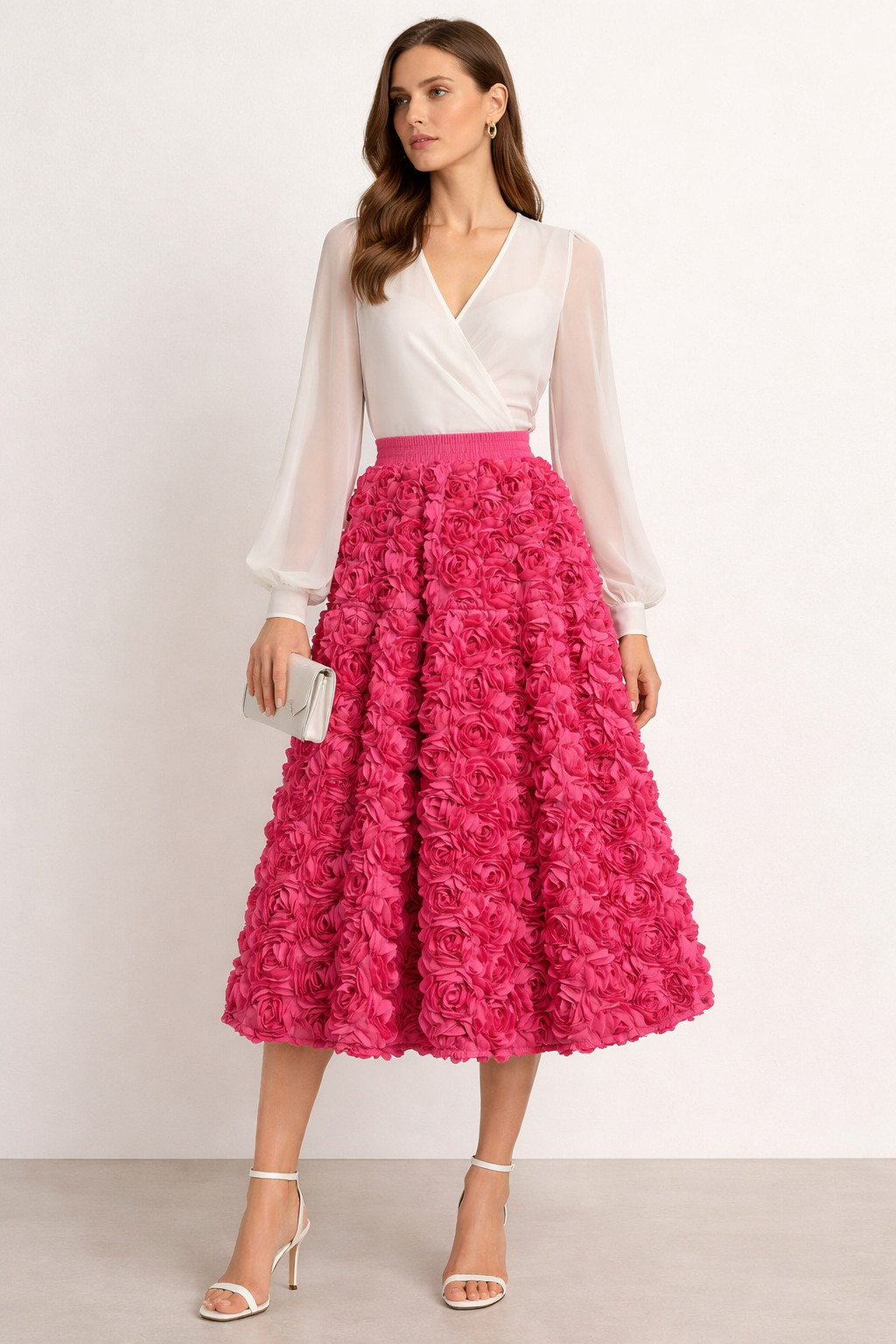 Falda de tejido para mujer volumen floral - Vaiva