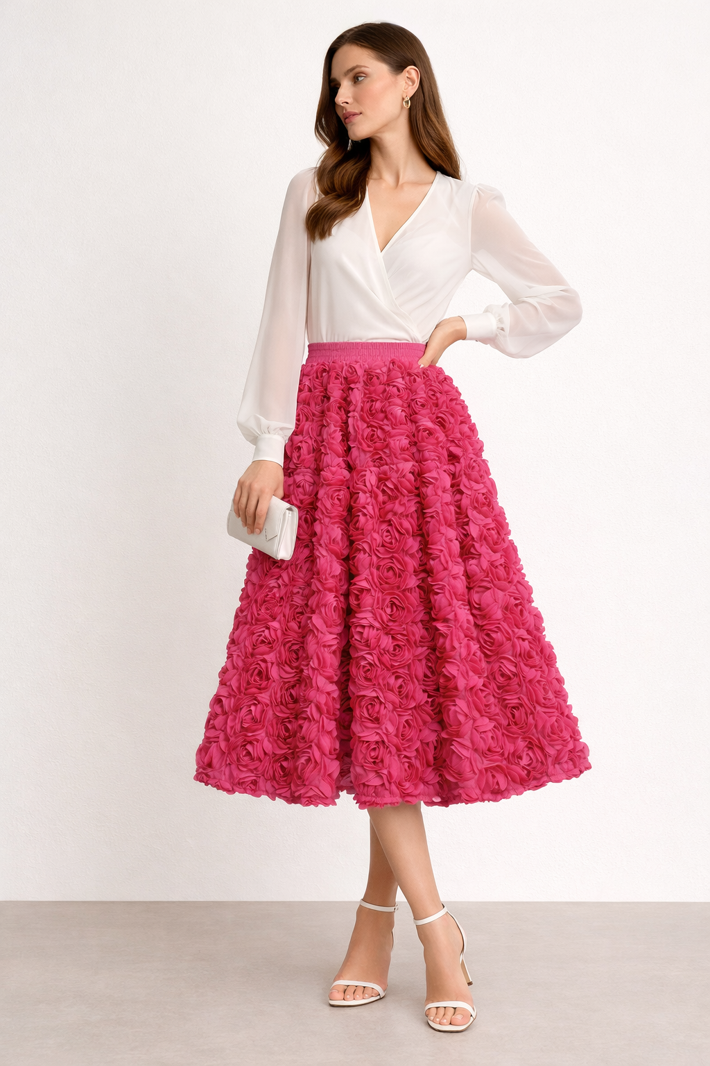 Falda de tejido para mujer volumen floral - Vaiva