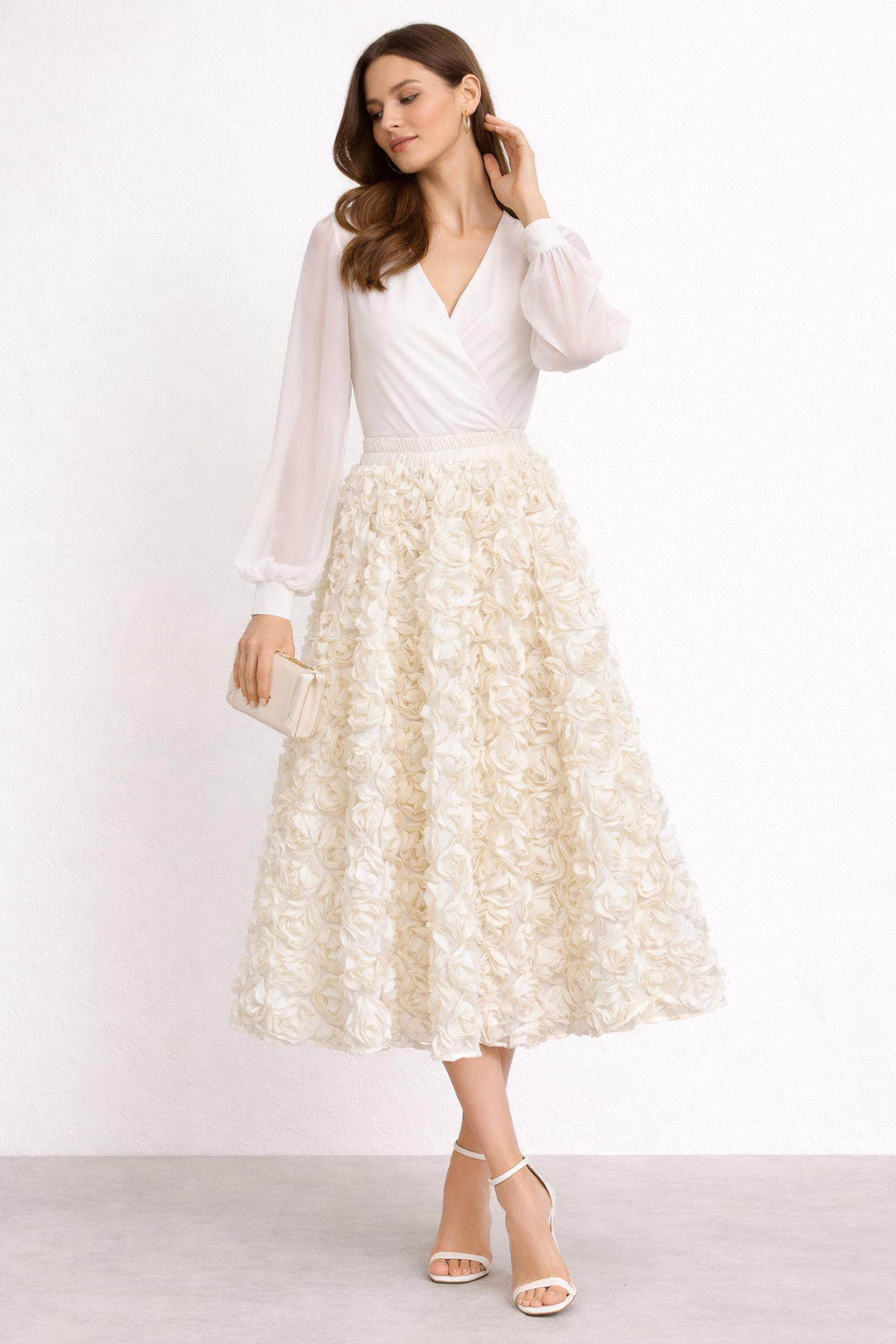 Falda de tejido para mujer volumen floral - Vaiva