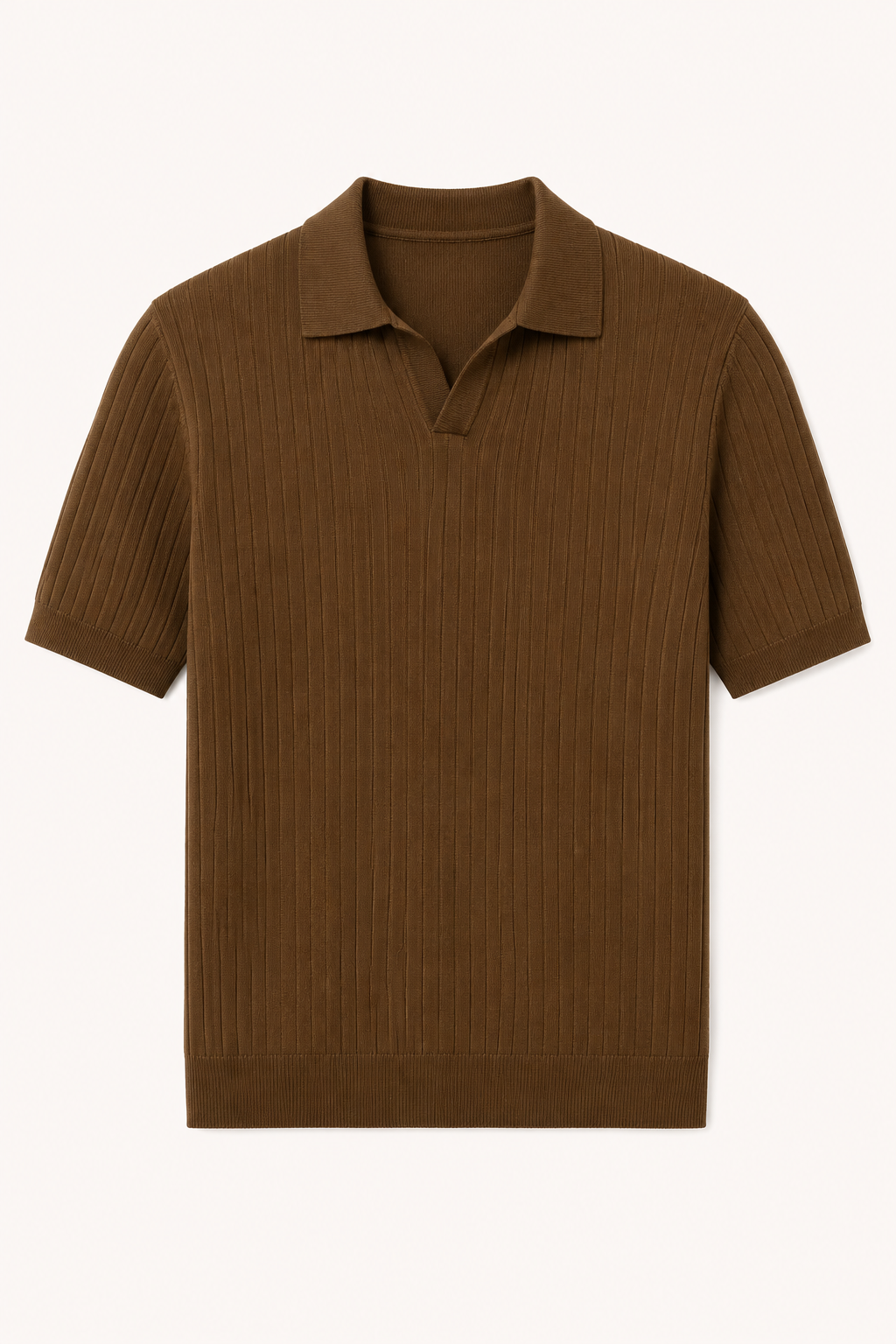 Polo de punto hombre manga corta con cuello abierto y canalé - Albert