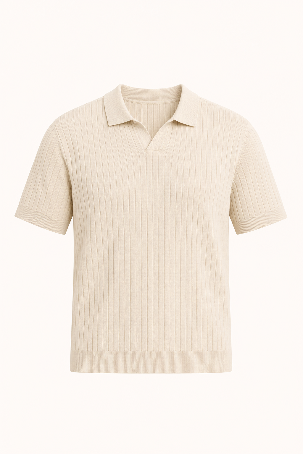 Polo de punto hombre manga corta con cuello abierto y canalé - Albert