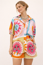 Conjunto estampado de mujer con camisa y shorts elásticos - Mireva
