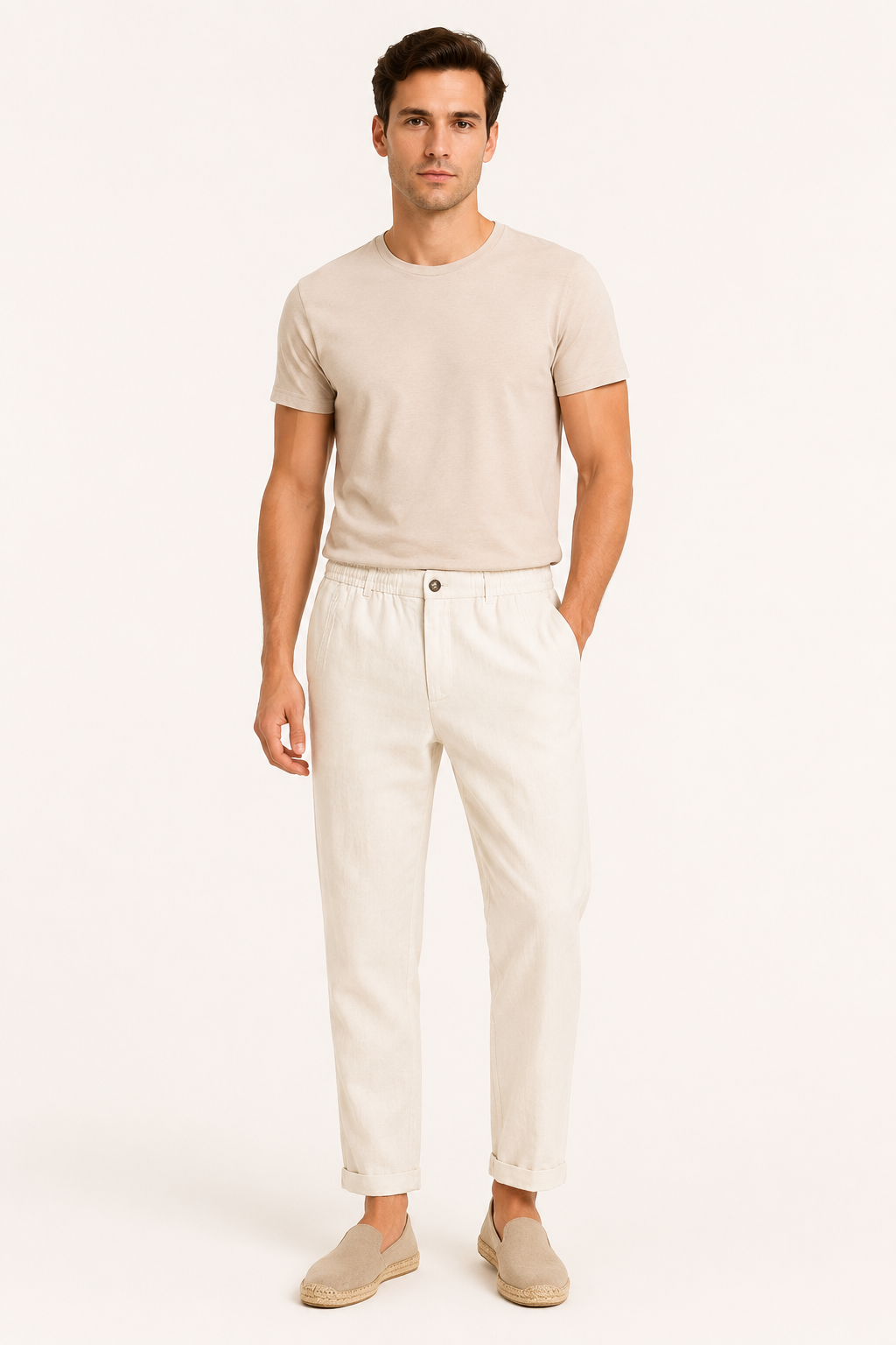 Pantalón hombre lino ligero ajuste cómodo - Matteo