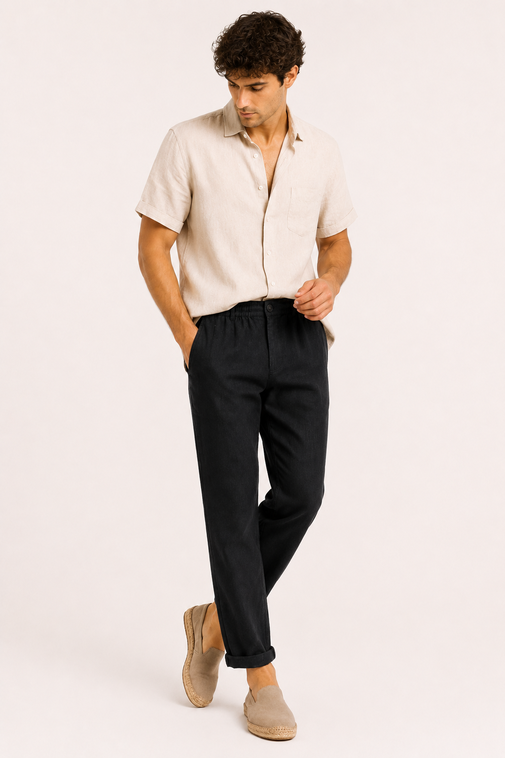 Pantalón hombre lino ligero ajuste cómodo - Matteo