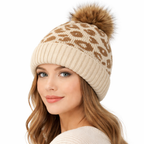 Gorro tejido para mujer con pompón de una capa - Zireon