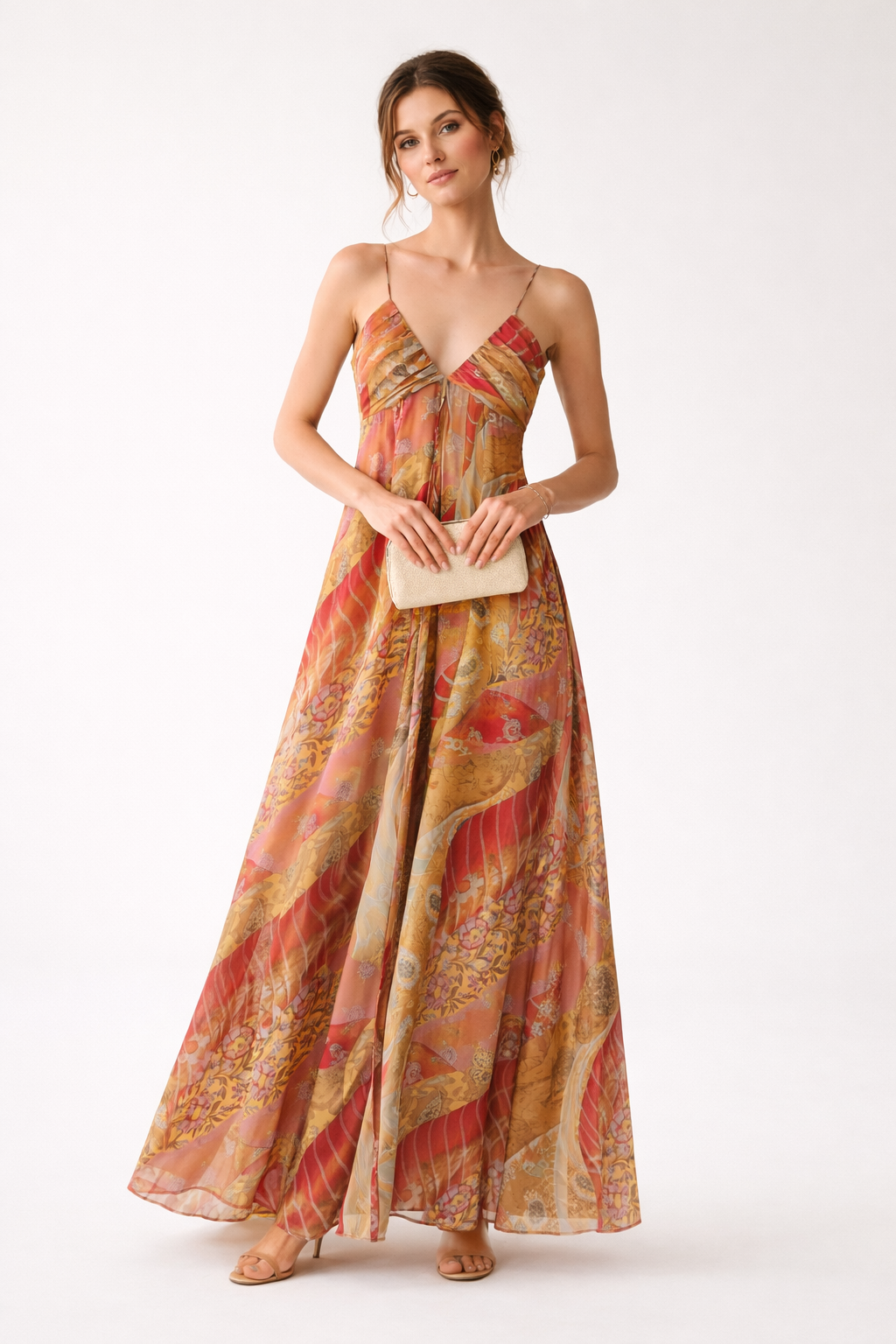 Vestido largo para mujer con tirantes finos y escote en V - Ragnhild