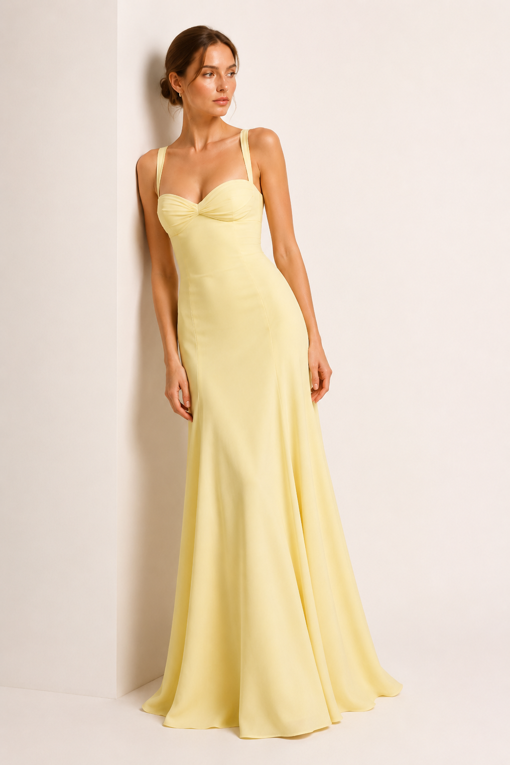 Vestido maxi invitada de boda con escote corazón y falda evasé - Ingrid