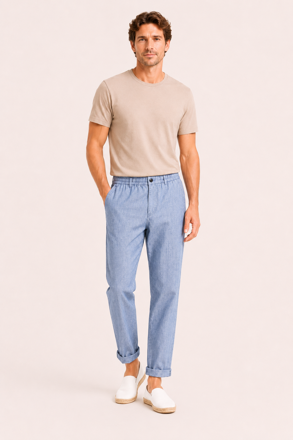 Pantalón hombre lino ligero ajuste cómodo - Matteo