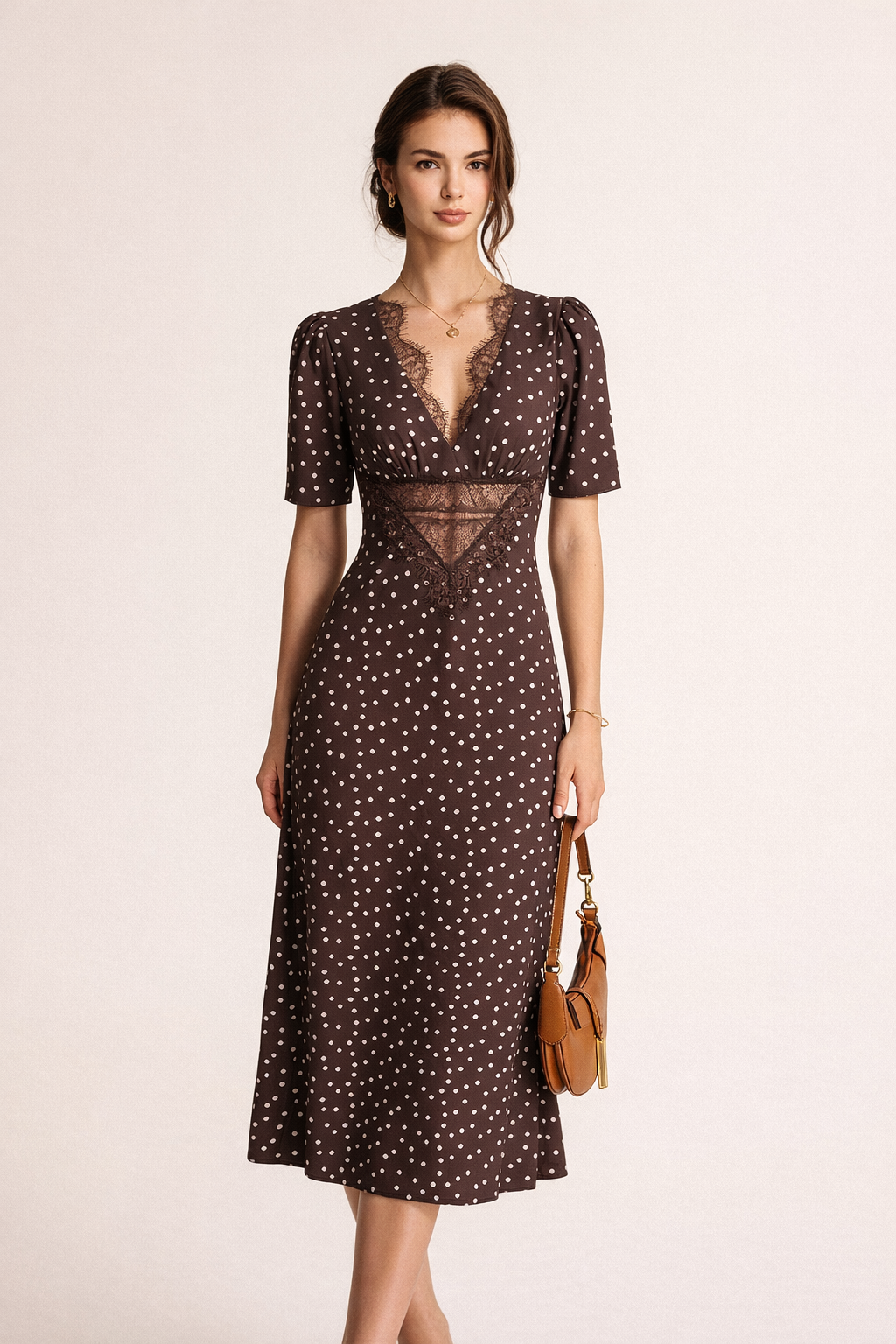 Vestido midi lunares mujer escote V - Mechthild