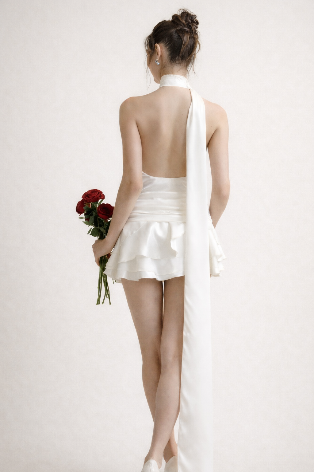 Vestido de tejido satinado asimétrico para mujer - Elba