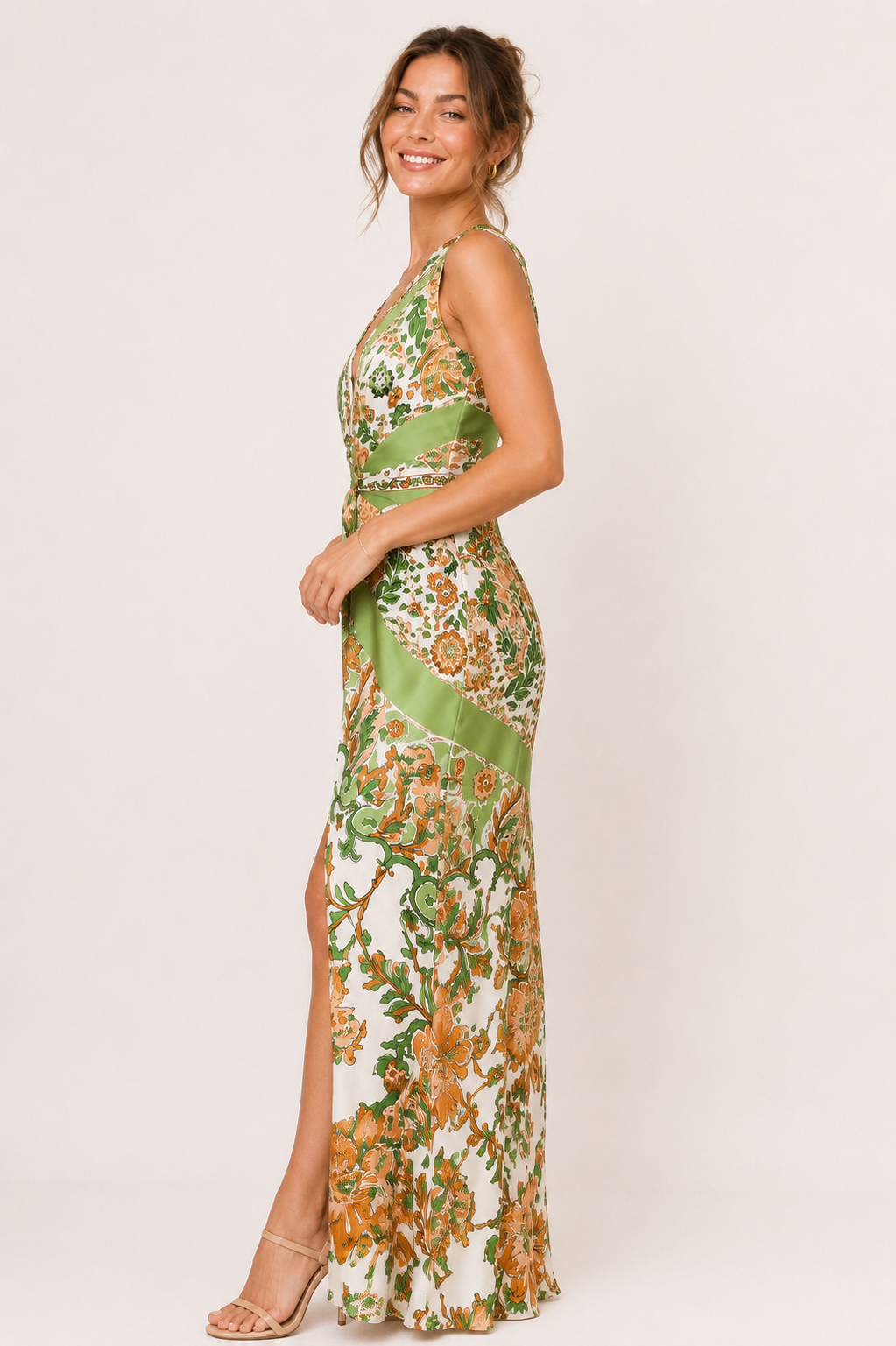 Vestido estampado mujer con escote en V corte ajustado  - Ottilie