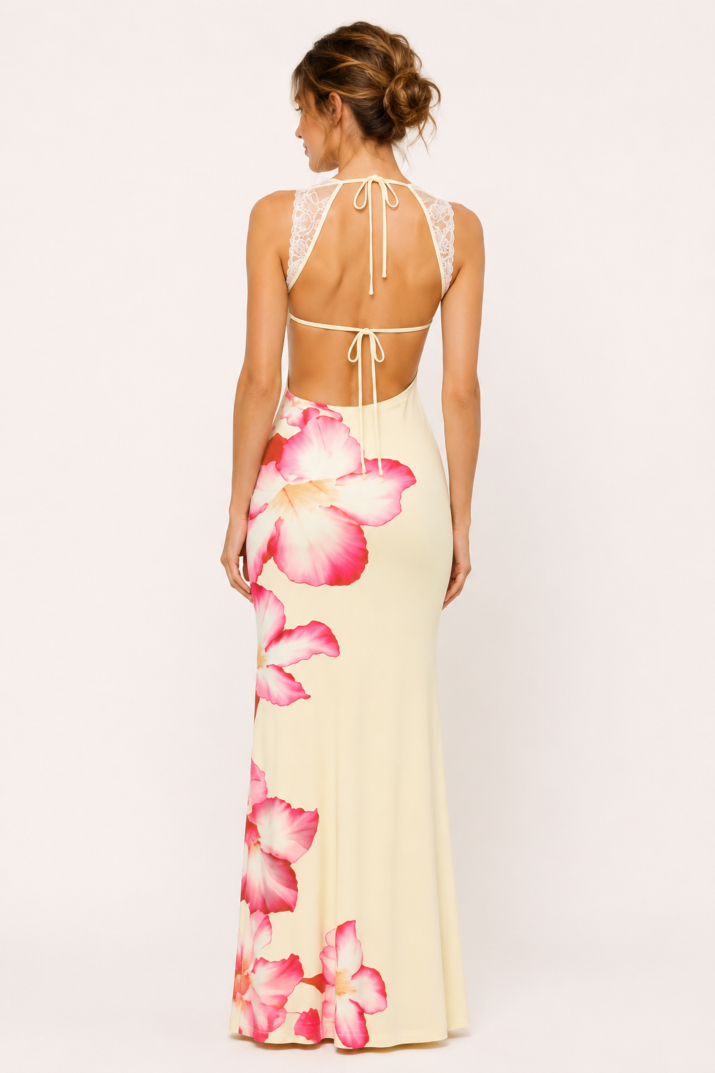 Vestido largo floral mujer hombros descubiertos - Hanny