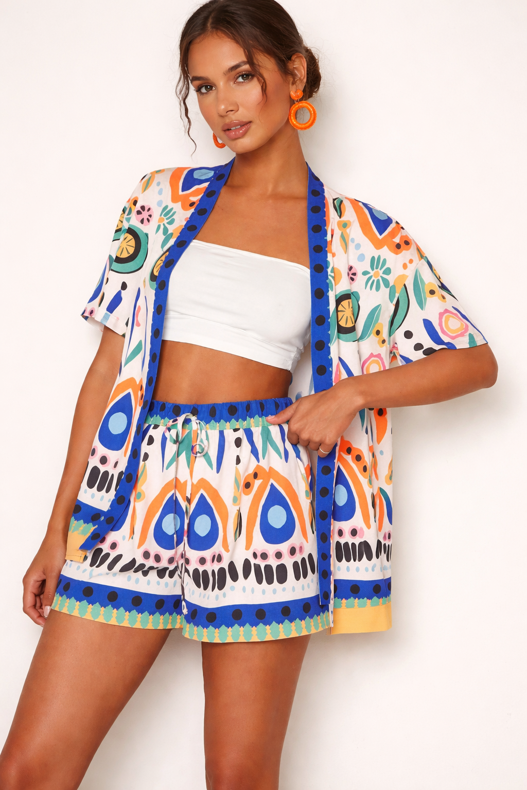 Conjunto mujer estampado primavera kimono corto y short - Arlena