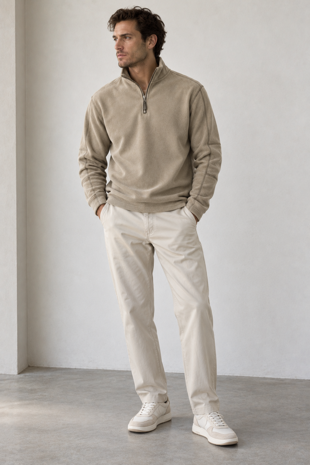 Sudadera hombre cuello alto media cremallera - Calder