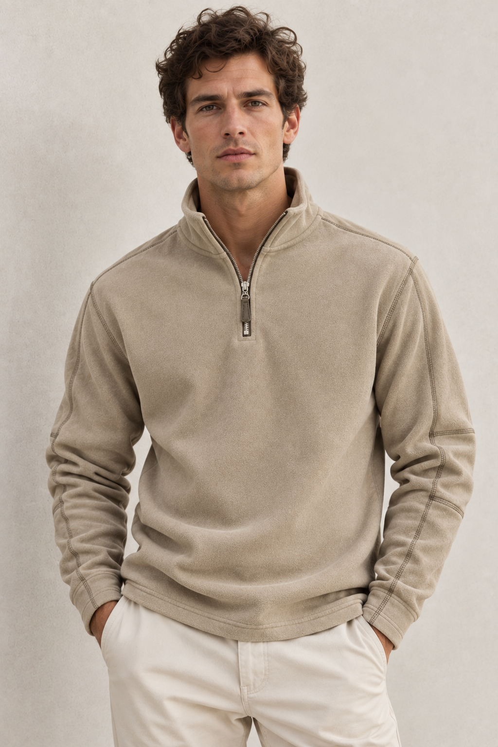 Sudadera hombre cuello alto media cremallera - Calder