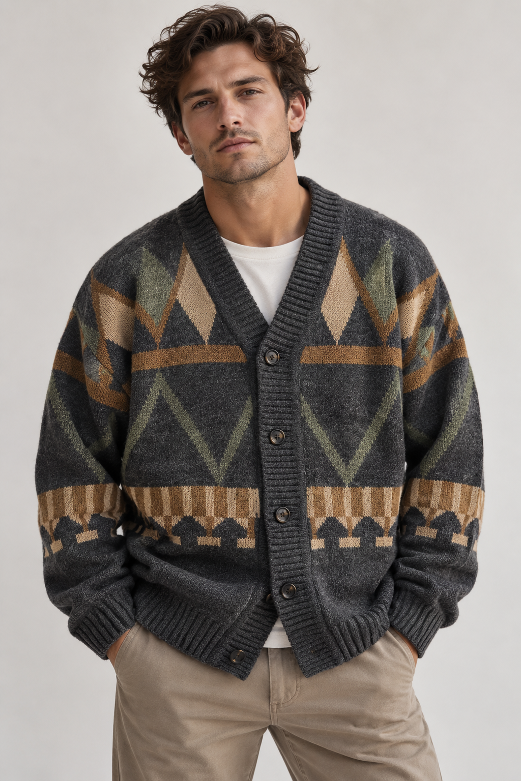 Cárdigan de punto con estampado geométrico - Alden