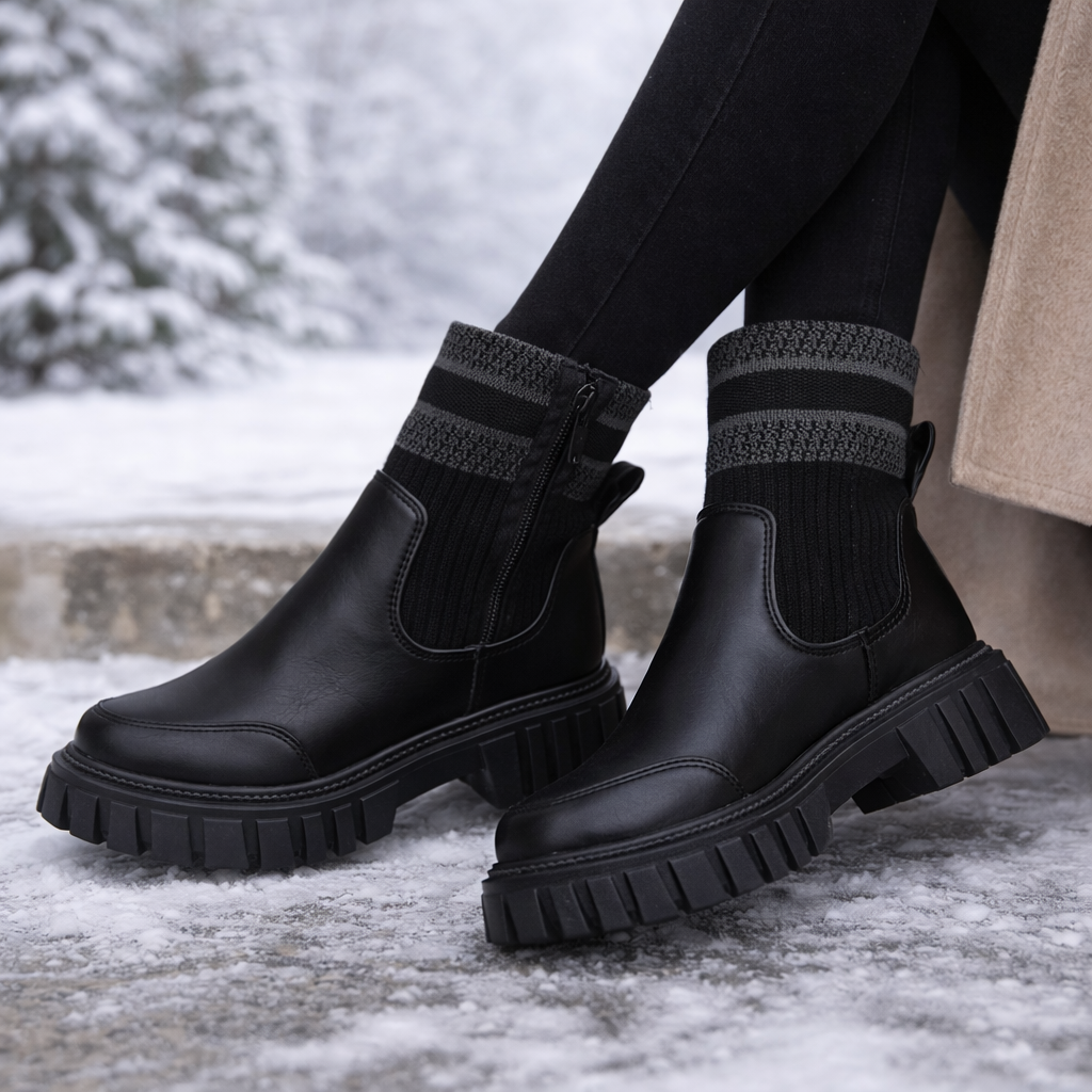 Botas medias para mujer de punto y suela gruesa - Narevi