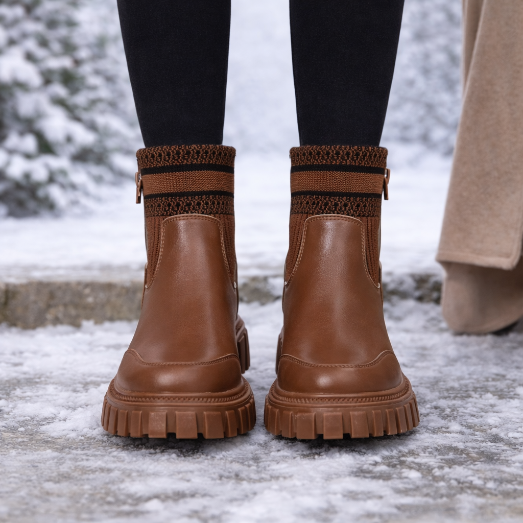 Botas medias para mujer de punto y suela gruesa - Narevi