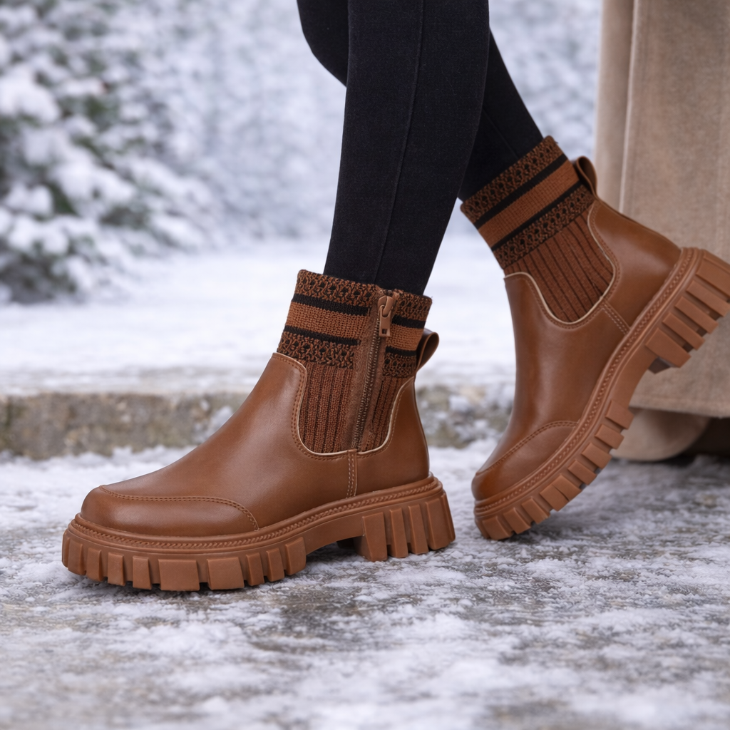 Botas medias para mujer de punto y suela gruesa - Narevi