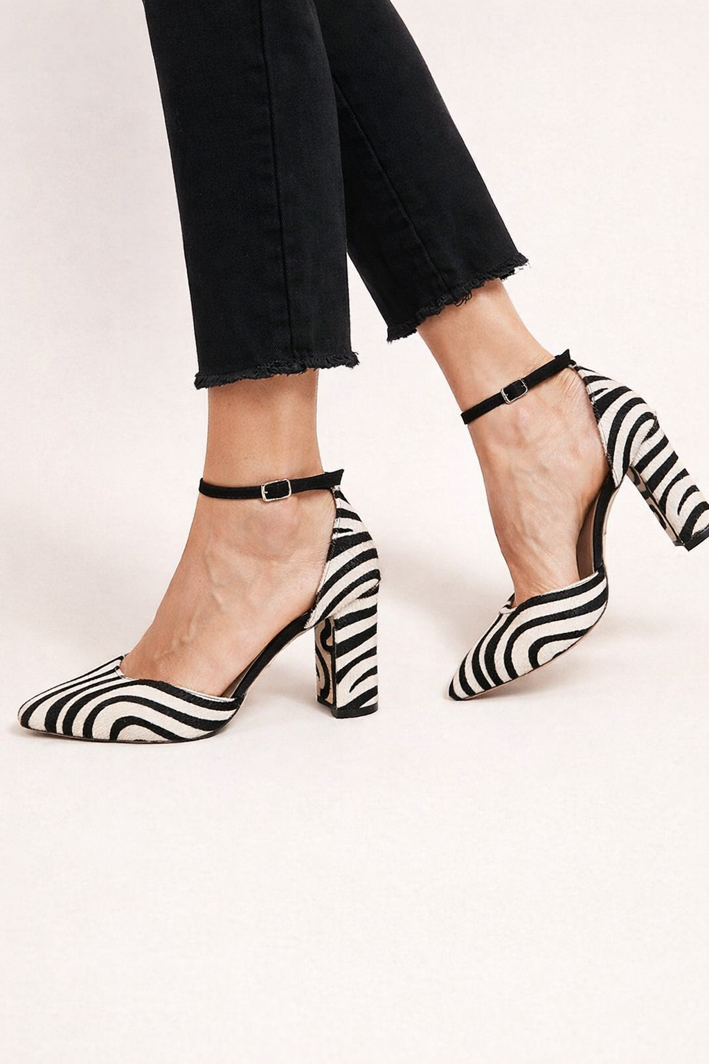 Zapatos tacón mujer pulsera tobillo punta fina estampado elegante - Mayline
