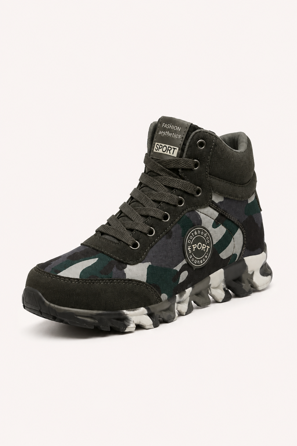 Botines casuales para mujer con estampado camuflaje y caña media - Georgina
