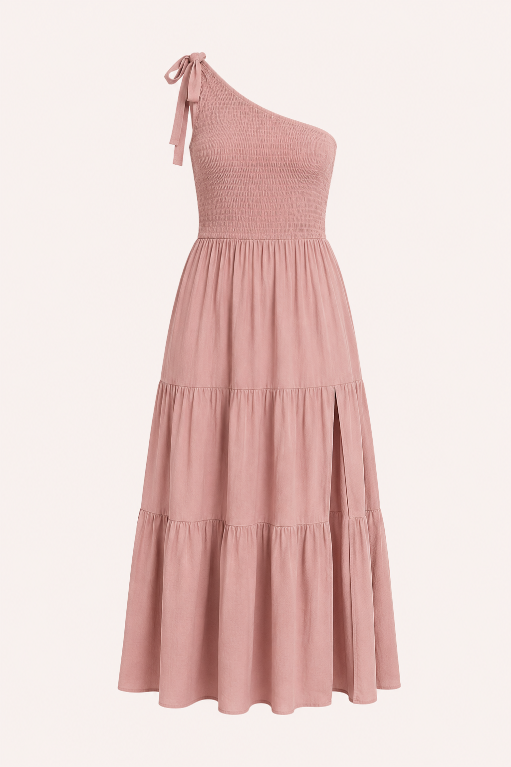 Vestido largo mujer un hombro lazo y abertura - Karla