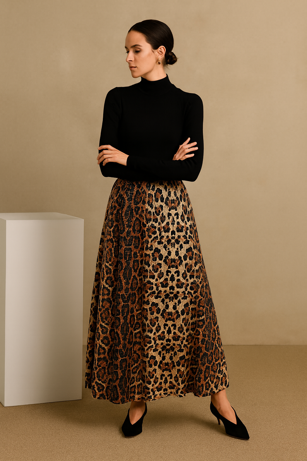 Falda para mujer con estampado de leopardo en lentejuelas - Ynaris