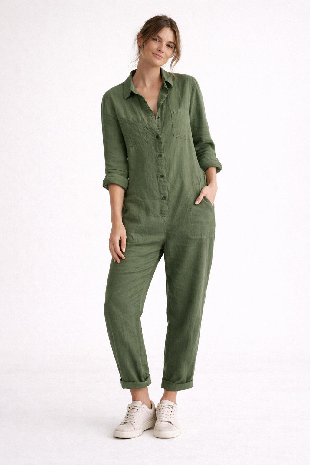 Mono largo de lino con botones para mujer - Lara