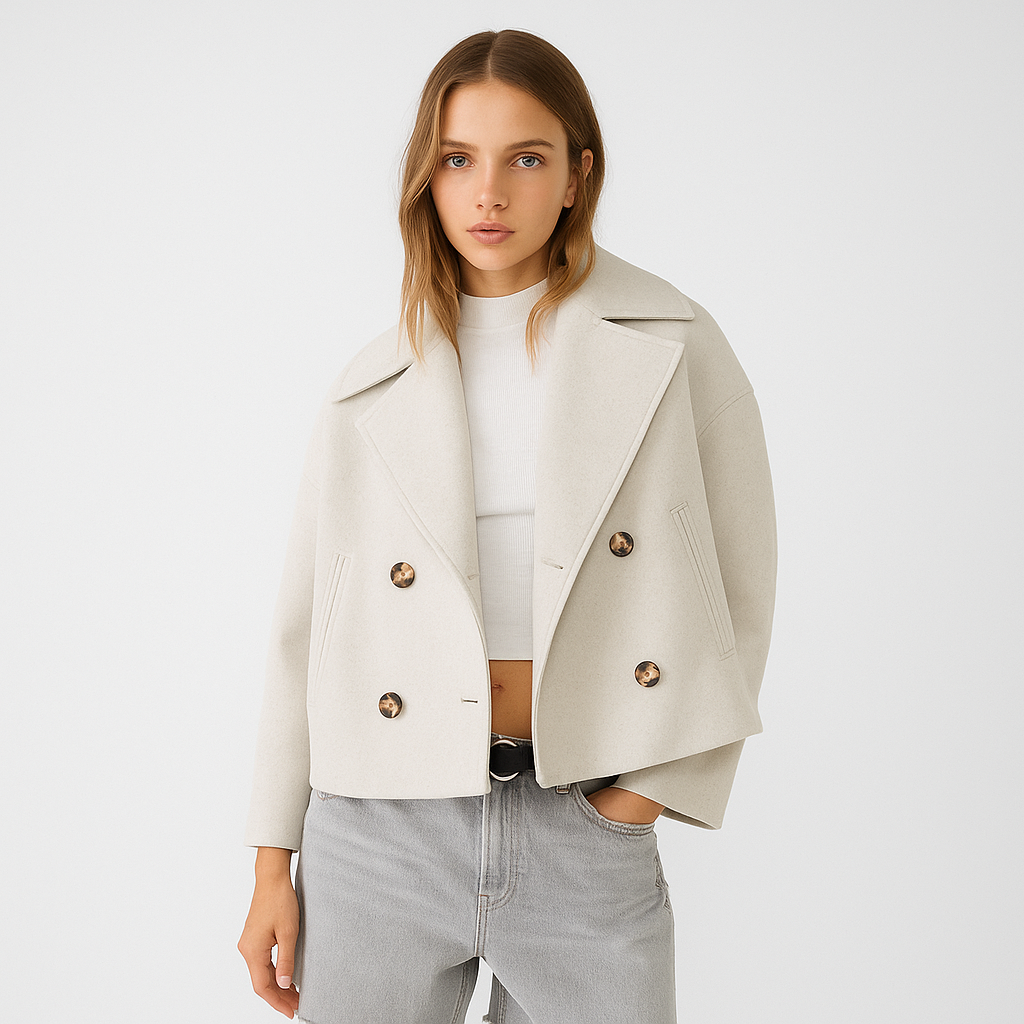 Chaqueta corta de lana con doble botonadura para mujer - Heidi