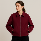 Chaqueta corta de lana con cremallera para mujer - Sonia
