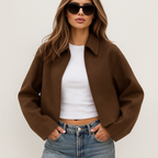 Chaqueta corta de lana con cremallera para mujer - Sonia