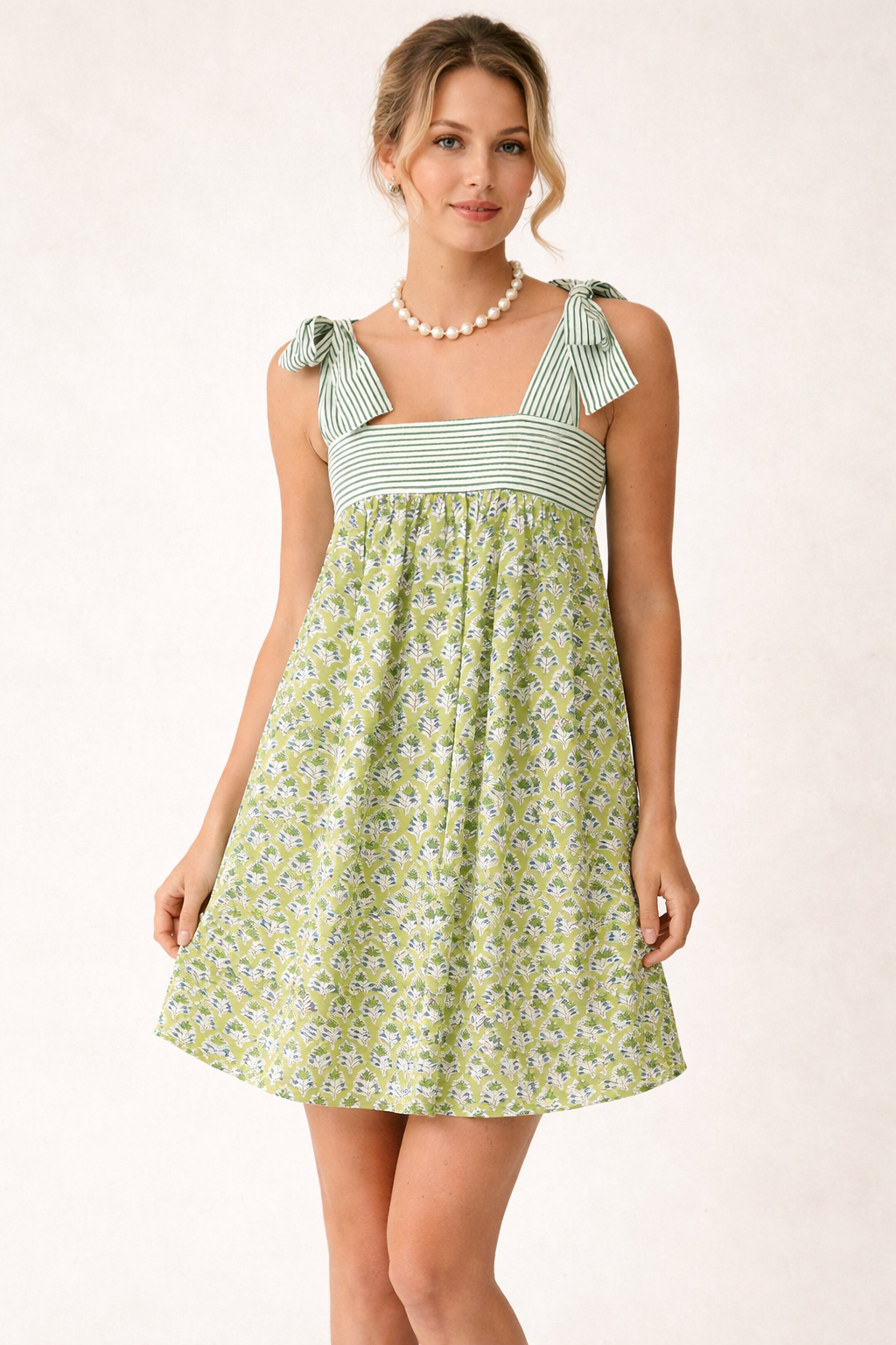 Vestido corto estampado con lazos de verano para mujer - Lany