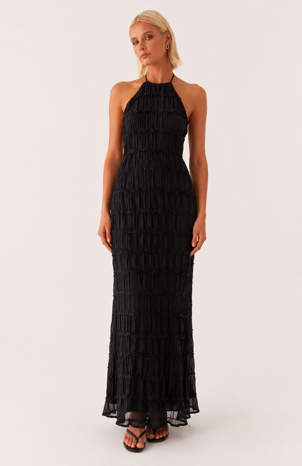 Vestido largo de verano plisado con cuello halter elegante - Tilda