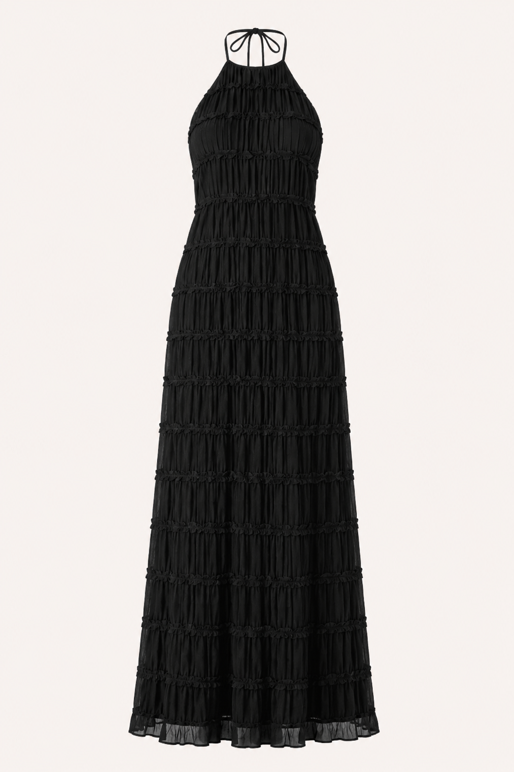 Vestido largo de verano plisado con cuello halter elegante - Tilda
